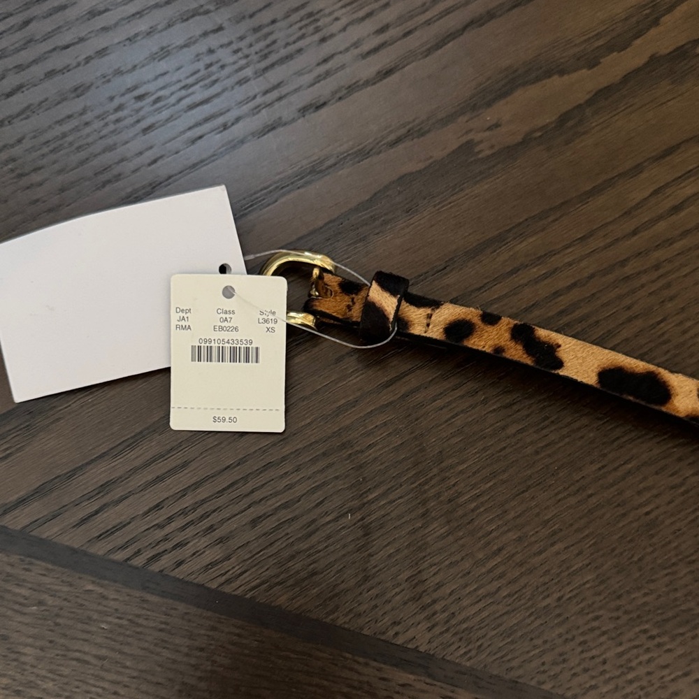 J. Crew Leopard Print Belt with Gold Buckle